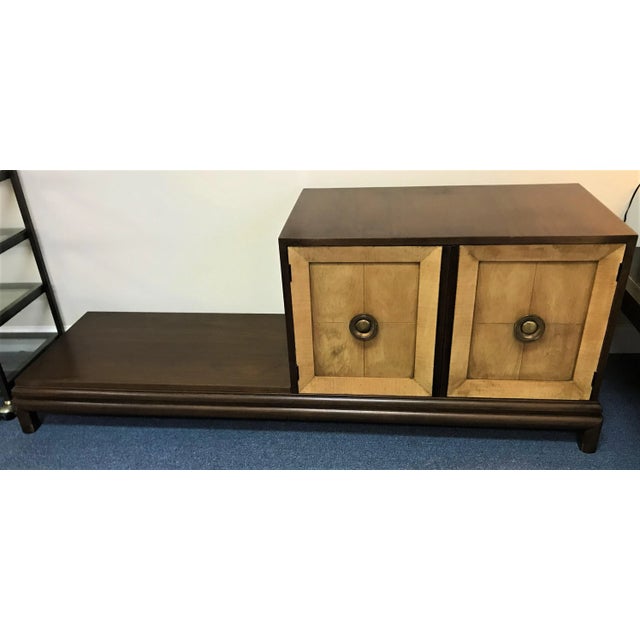 Mid-Century Modern Vintage Mid Century Modern Half Cabinet With Side Platform and Cushion in the Style of Renzo Rutili For Sale - Image 3 of 13