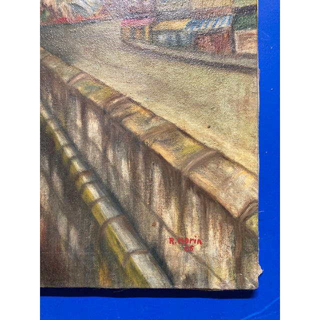 Blue Robert Louis Morin, The Quays of Notre-Dame de Paris, 1966, Oil on Canvas For Sale - Image 8 of 14