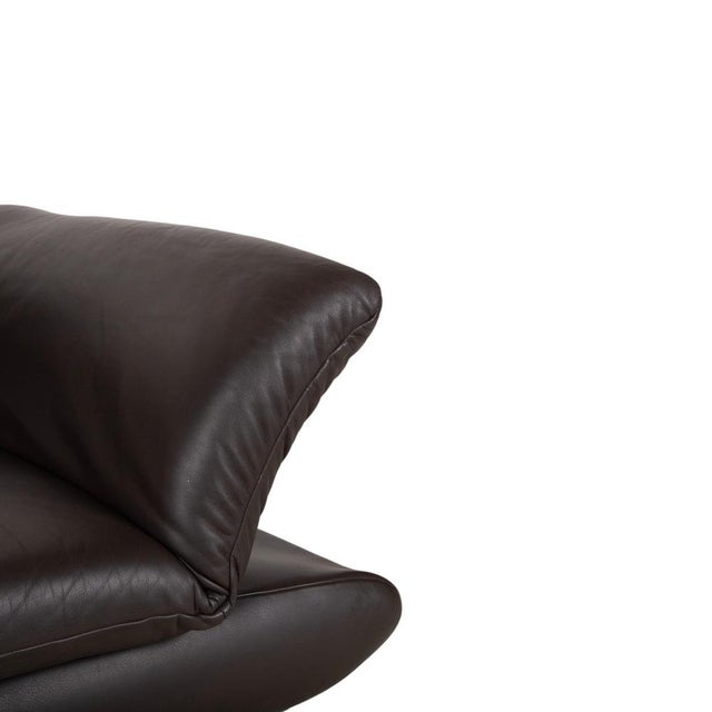 Animal Skin Leather Two-Seater Brown Manual Function Sofa by Koinor Velluti For Sale - Image 7 of 16
