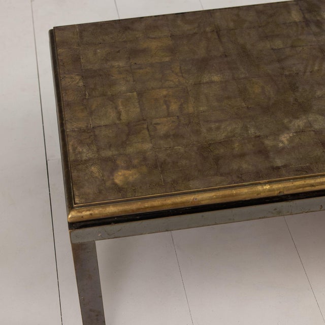 Gold Mid 20th Century Attributed to French Maison Jansen Bronze and Églomisé Coffee Table For Sale - Image 8 of 18