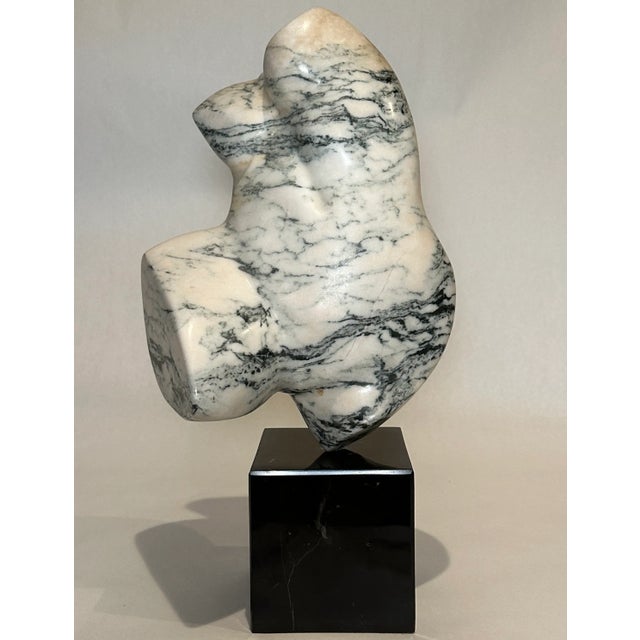 White Modern Carved Marble Torso by Luis R. Cuevas For Sale - Image 8 of 8