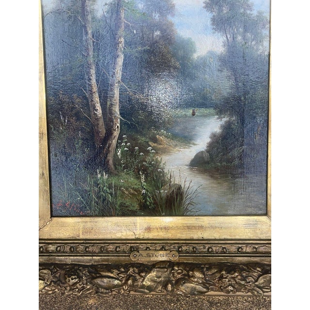Gold Late 19th Century Signed Ada Stone Landscape Paintings. United Kingdom - a Pair For Sale - Image 8 of 12