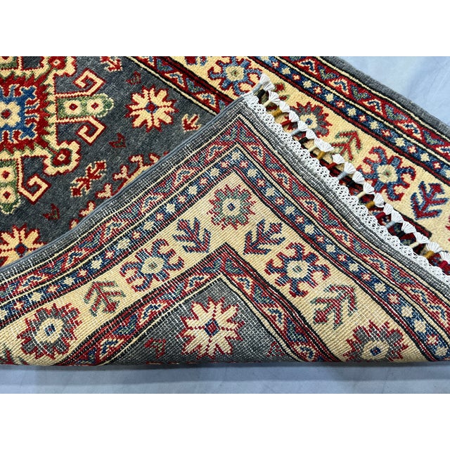 Charcoal Gray and Cream Kazak-Style Wool Runner Rug, 2'7" X 13'1" For Sale - Image 16 of 16