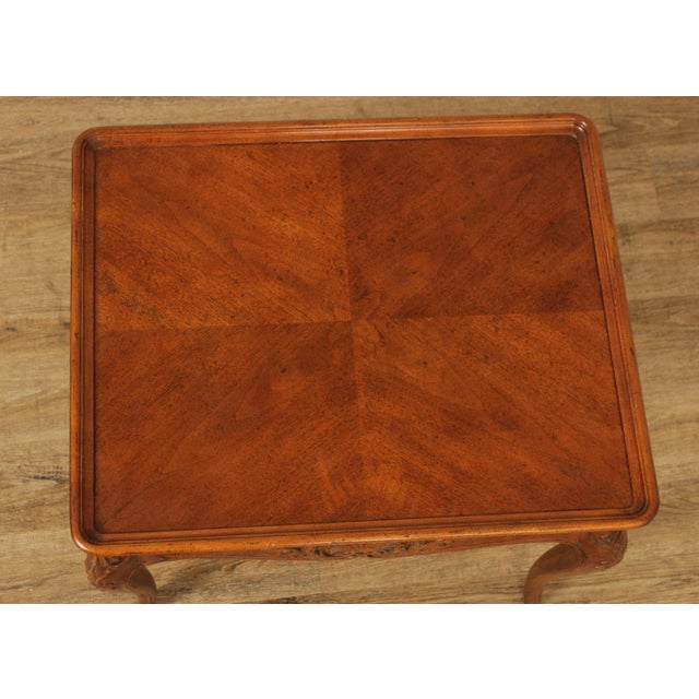 Brown Henredon French Provincial Style Carved Walnut Side Table For Sale - Image 8 of 13
