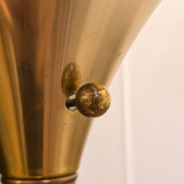 Mid-Century Modern Vintage Art Deco/Mid Century Modern Torchiere Brass-Finish Floor Lamp For Sale - Image 3 of 8