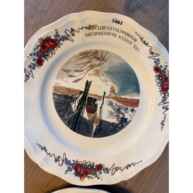 Ceramic Vintage ~ Sarreguminas ~ Obernai "Mill & Steeple" ~ Dinner Plate ~ France Set of 4 For Sale - Image 7 of 10