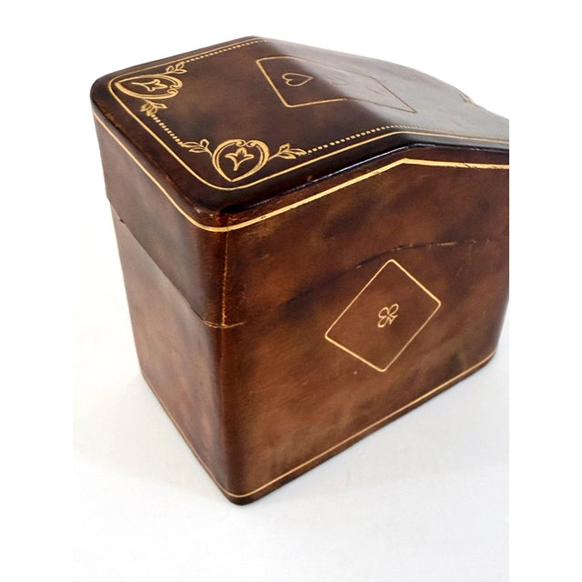Vintage Italian Gilt Tooled Leather Card Box For Sale - Image 12 of 13