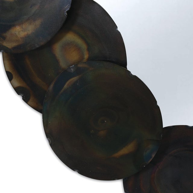 Contemporary Ember Metal Disc Round Mirror For Sale - Image 3 of 5