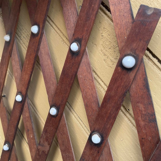 Late 19th Century Late 19th Century Victorian Era Tramp Art Lattice Corner Shelf With Milkglass Buttons For Sale - Image 5 of 7