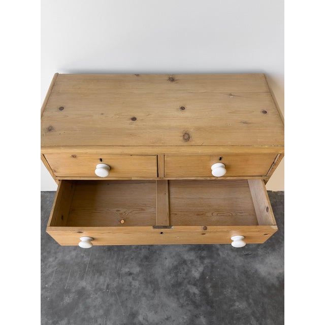 19th Century English Pine Chest of Drawers | Dresser With Porcelain Knobs For Sale In Portland, OR - Image 6 of 8