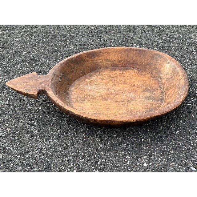 Wood Large 19th C. Hand Carved Parat Indian Single Piece Wooden Dough Bowl For Sale - Image 7 of 8