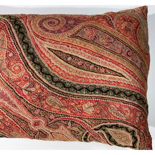 Persian Single Antique Pillow Made From Kashmir Shawl For Sale - Image 3 of 11