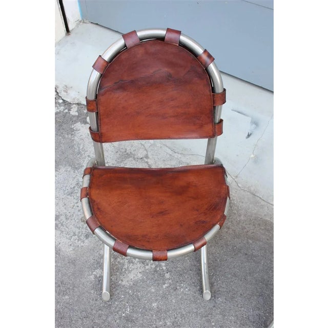 Leather & Metal Model Medusa Lounge Chairs by Bazzani for Studio Tetrark, 1950s, Set of 4 For Sale - Image 6 of 11