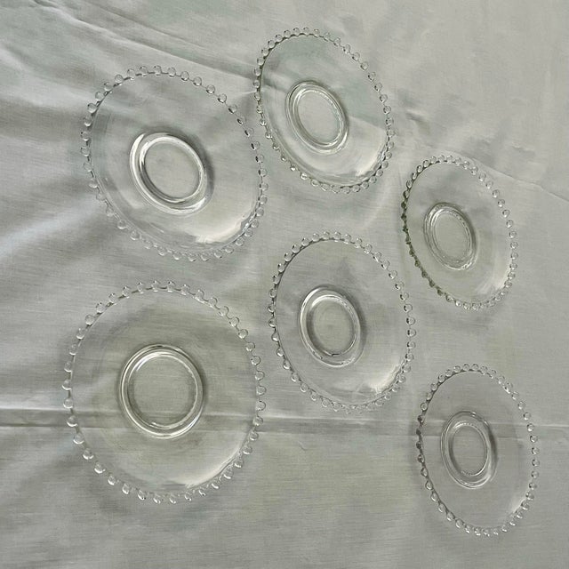 Glass Mid 20th Century Candlewick Small Plates- Set of Four For Sale - Image 7 of 12