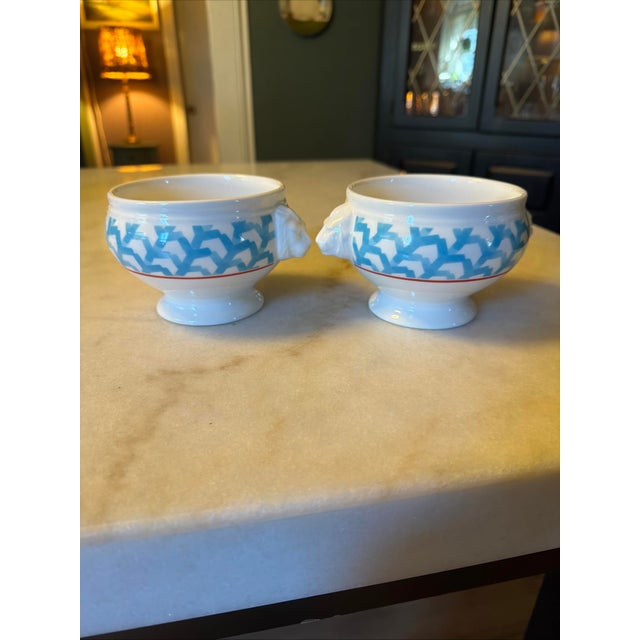 The Villeroy & Boch Lina Aqua Porcelain Pedestal Soup Bowl Set of 2 is a luxurious addition to any table setting. Made of...