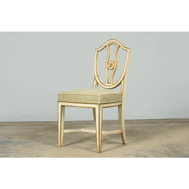 Set of 8 Late 19th Century Gustavian Style Chairs in Olive Green Floral Fabric For Sale - Image 9 of 18