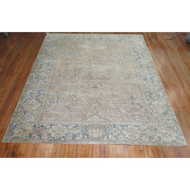 Early 20th Century Early 20th Century Zabihi Collection Camel Taupe Room Size Indian Rug - 9'2" x 11'9" For Sale - Image 5 of 12
