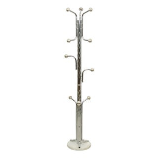 Vintage Space Age Standing Coat Rack in Chrome and Marble For Sale