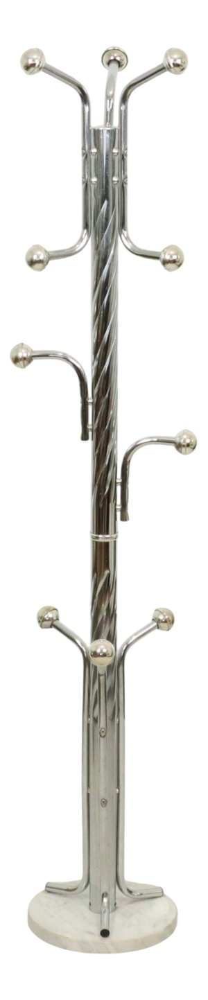 Vintage Space Age Standing Coat Rack in Chrome and Marble