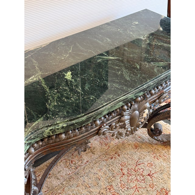Louis XV Acanthus Leaf + Green Marble Console Table For Sale - Image 16 of 18