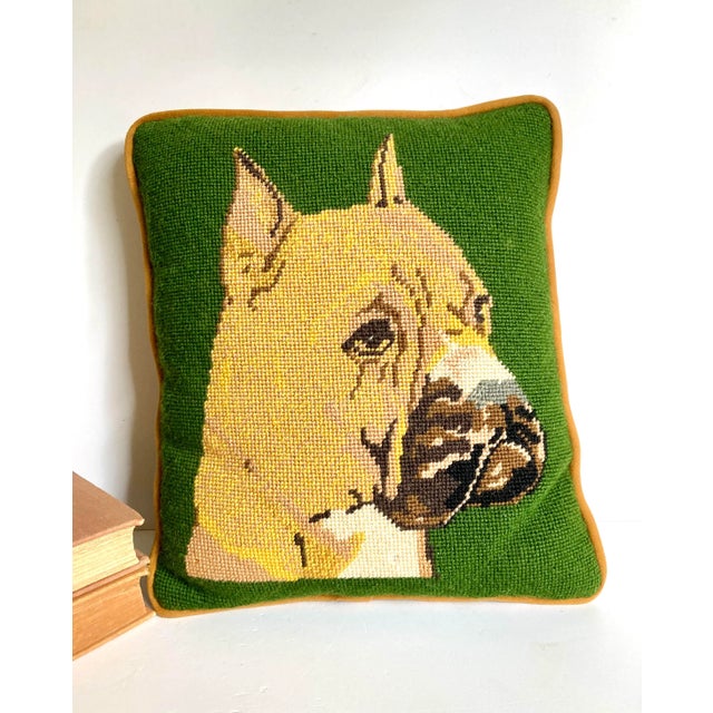 Needlepoint Dog Decorative Throw Pillow For Sale - Image 4 of 7