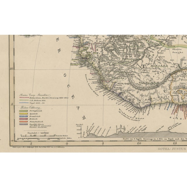 Antique Map of West and Central Africa – Stieler Atlas, Justus Perthes 1857 This finely engraved map titled "Mittel- und...