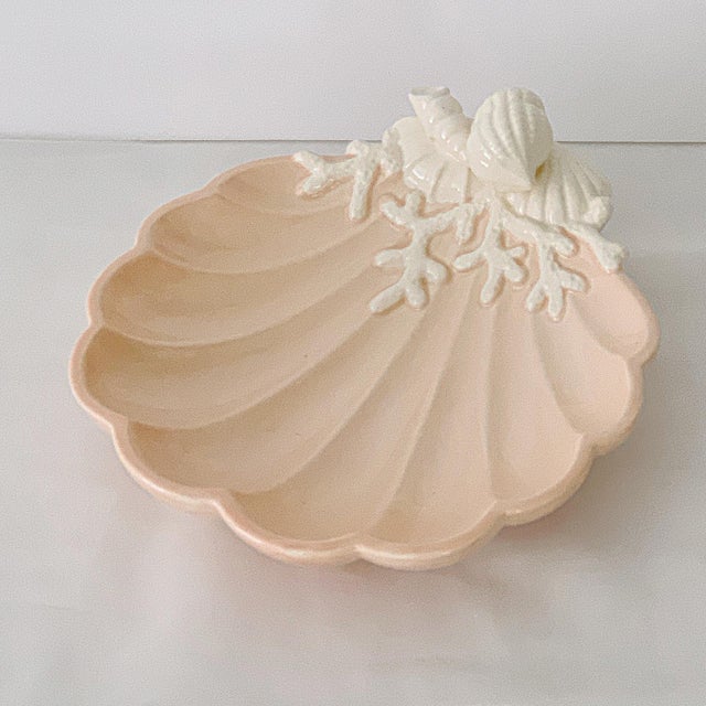 Ceramic Vintage Fitz & Floyd Ceramic Sea Shell Corals Trinket Dish Bowl For Sale - Image 7 of 7