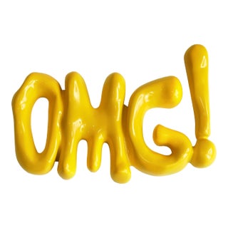 Omg 2 - Contemporary Pop Art Resin Text Wall Sculpture by Nayla Saroufim For Sale