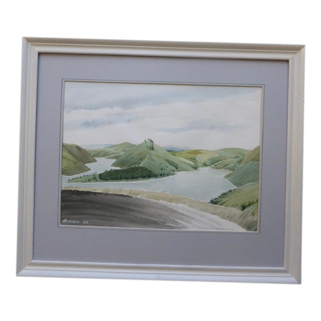 R. Bugden, Llyn Clywedog Reservoir, 1983, Watercolor on Paper, Framed For Sale