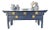 Offered is an chinoiserie style sideboard made from solid wood painted a lovely navy blue with large polished horseshoe...