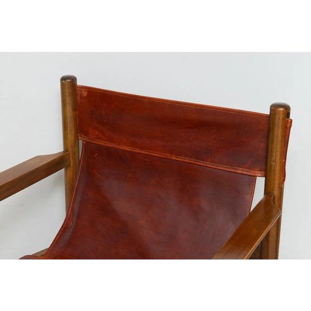 1950s Vintage Pair of Safari-Style Leather Chairs For Sale - Image 5 of 10