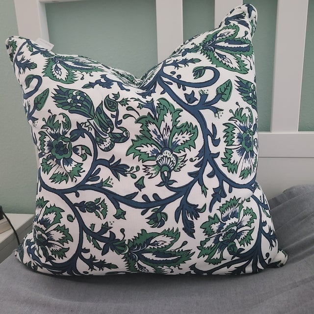 Lacefield Designs Aesha-Fulton Cotton Fabric Pillow 95% Feather ,5% down insert, 100% cotton pillowcase 24"x24" Made in...