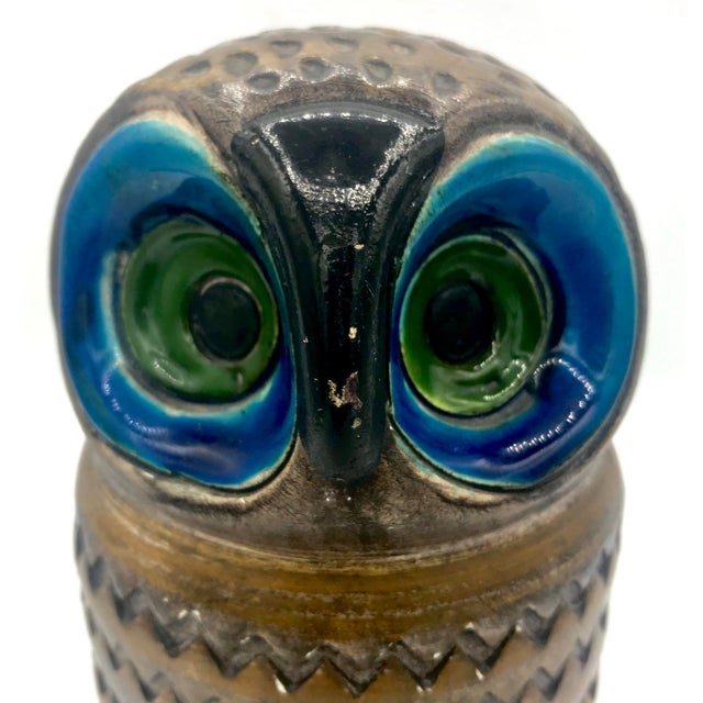 Raymor Pottery 1960s Aldo Londi for Bitossi Model 7569-B Ceramic Owl, Raymor For Sale - Image 4 of 7