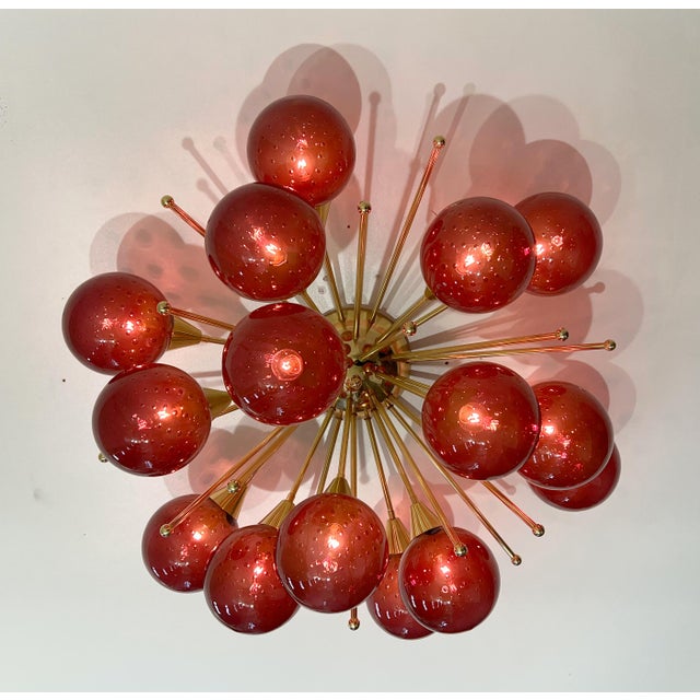 21st Century Mezzo Polished Brass Amethyst Bubbles Murano Flush Mount by Fabio LTD For Sale - Image 9 of 9