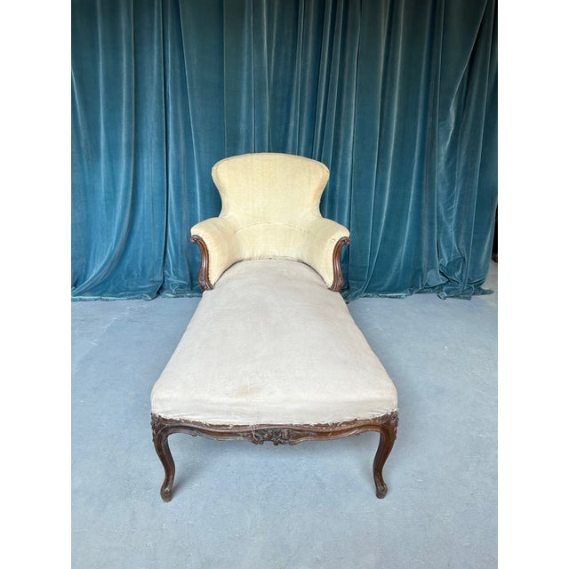 French 19th C. Chaise Longue With Carved Fruitwood Frame For Sale - Image 10 of 13