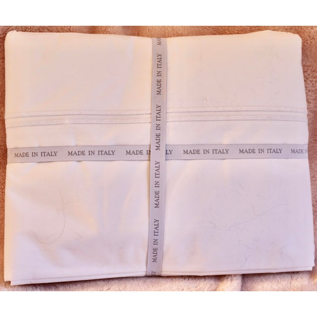 Tessitura Toscana Telerie Firenze Italian Made Queen 100% Cotton Percale Sheet Set For Sale - Image 4 of 4