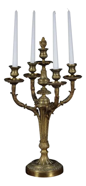 Louis XVI French Bronze Candleholder, 1910