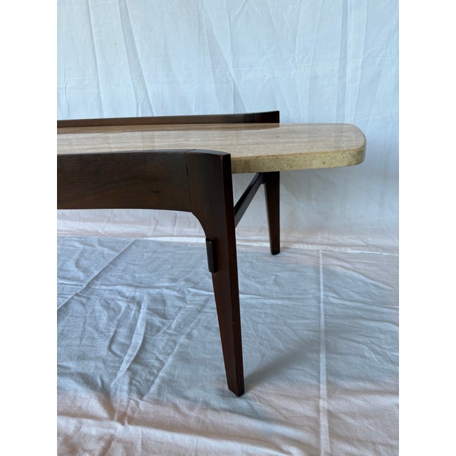 Mid-Century Modern 1960s Bertha Schaefer for Singer & Sons Travertine Surfboard Coffee Table Mid Century Danish Modern For Sale - Image 3 of 12
