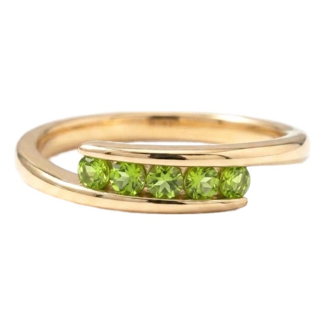 Natural Peridot Channel Set Bypass Ring - Gemstone Wrap Birthstone Ring Us 7 For Sale