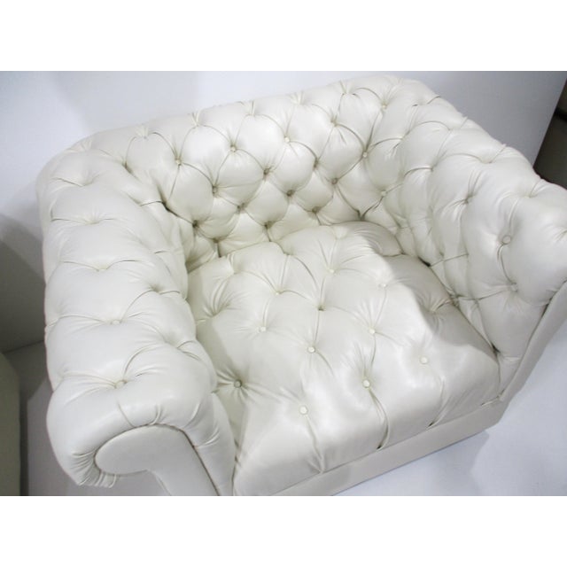 White Milo Baughman Thayer Coggin Styled Tufted Lounge Chairs For Sale - Image 8 of 12