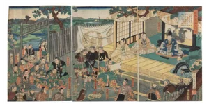 Utagawa Kuniyoshi, Gathering Scene, Woodcut, 1860s