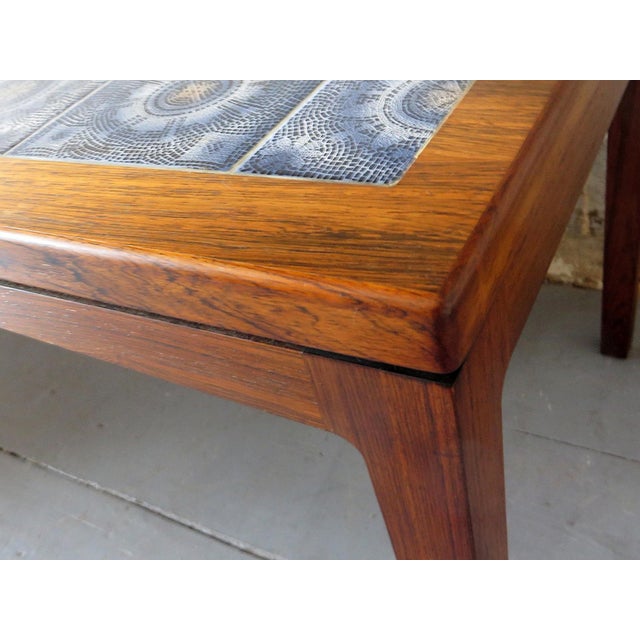 Rosewood Coffee Table with Blue Ceramic Tiles, Denmark, 1960s For Sale - Image 14 of 15