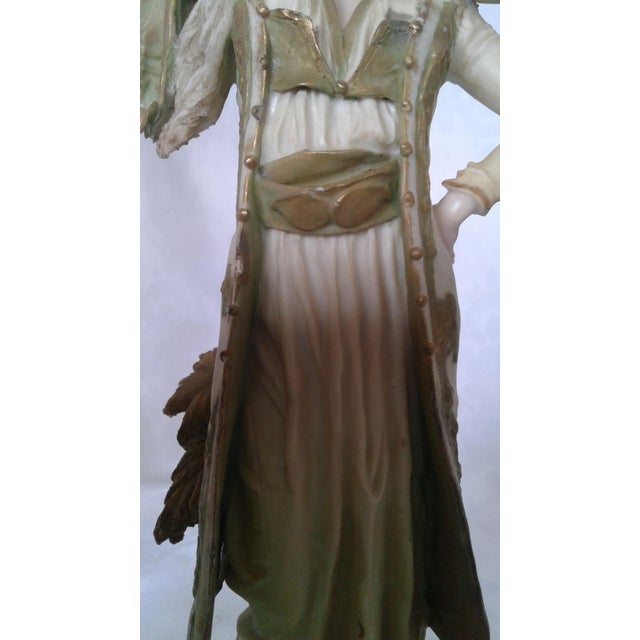 Art Nouveau Antique Ernst Wahliss Turn Wien Austrian Porcelain Orientalist Water Bearer Figures, Pair For Sale - Image 3 of 7
