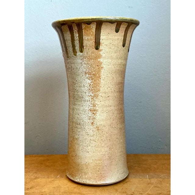 Vintage Drip Glaze Ceramic Vase For Sale - Image 10 of 12