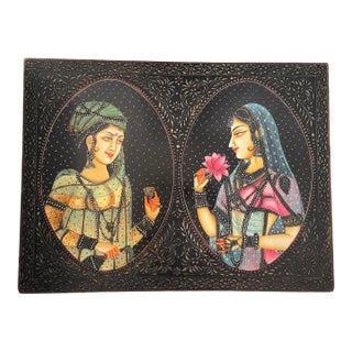 Bani Thani Indian Mona Lisa Diptych Hand Painted Original Oil Painting 24x18” For Sale
