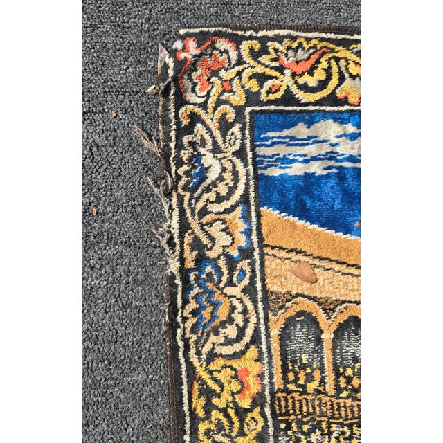 Red Vintage Spanish Bull Fight W Matador and Bull Velvet Tapestry Made in Italy For Sale - Image 8 of 16