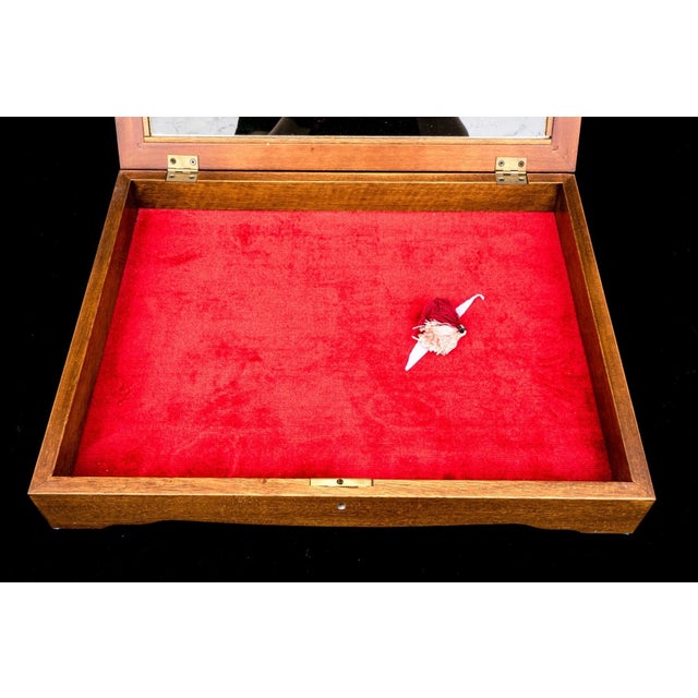 Vintage Tabletop Burl Wood and Glass Keyed Collector’s Display Box For Sale - Image 11 of 18