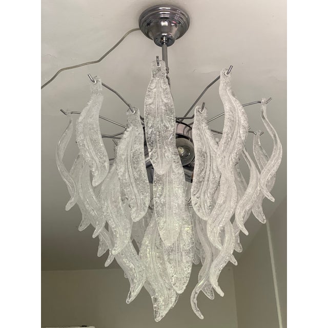 Contemporary Leafes Murano Glass Chandelier in Vintage Style For Sale - Image 12 of 13