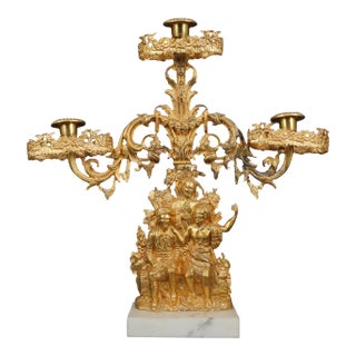1840s Victorian Gilded Brass Candelabra Girandole For Sale