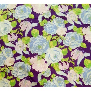 Vintage Large Scale Floral Cotton Fabric- 3 Yards For Sale